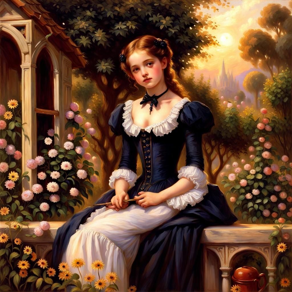 Gothic Victorian Cottage in Golden Hour: Classical Art