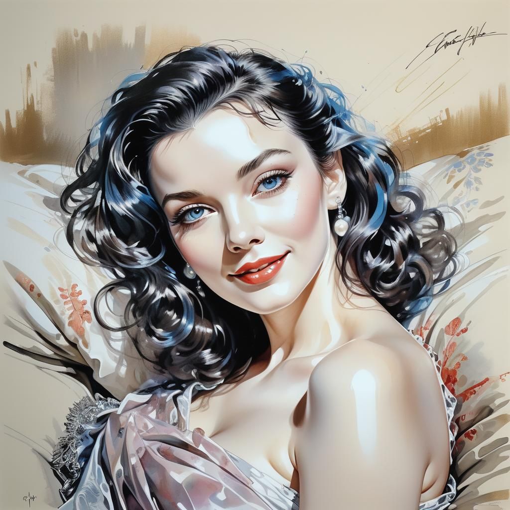 Intricate Portrait of a Young Lady in Vintage Glamour