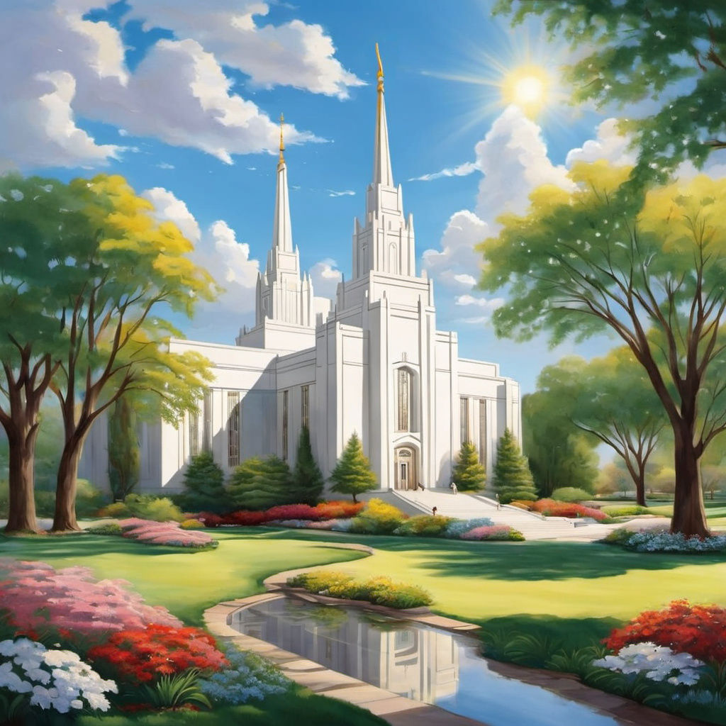 Serene and Elegant LDS Temple in Sunlight