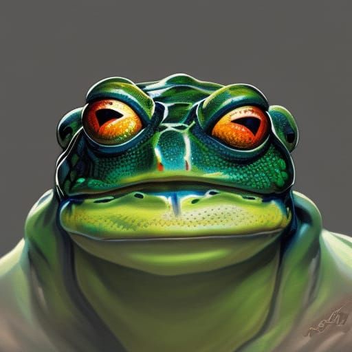 Demonic Crocodile Frog Portrait in Hyperdetailed Style