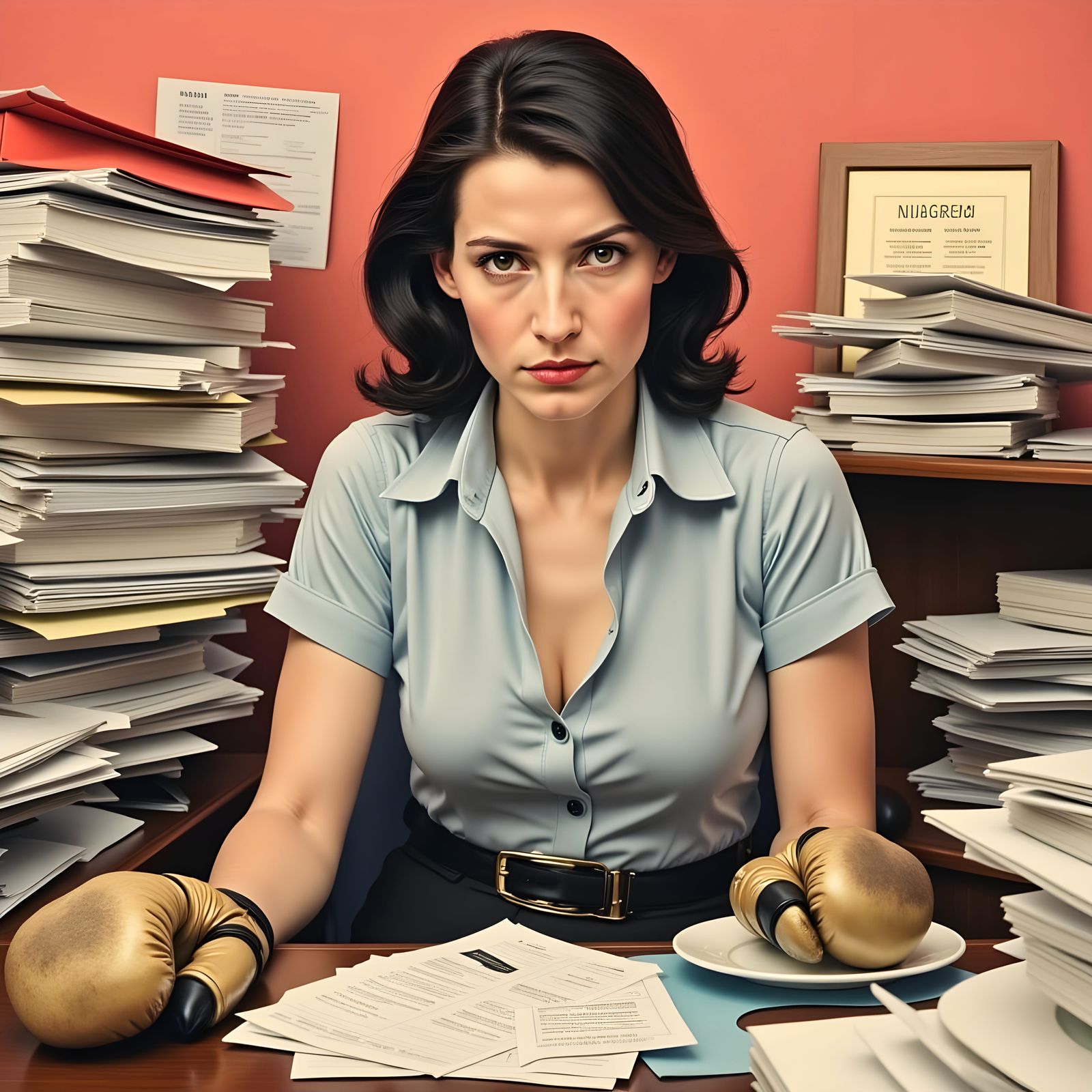 Boxer Secretary in Office Setting