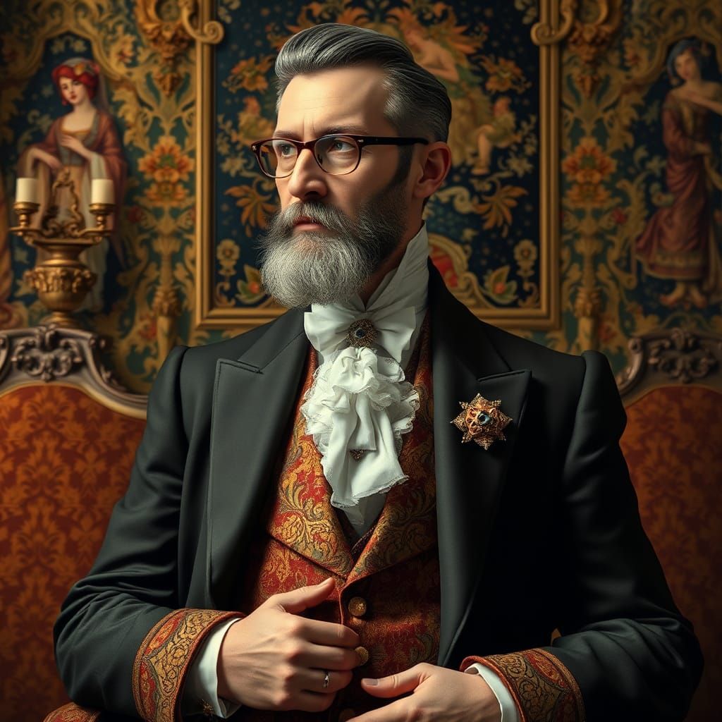 Stately Figure in Opulent, Early 20th-Century Style