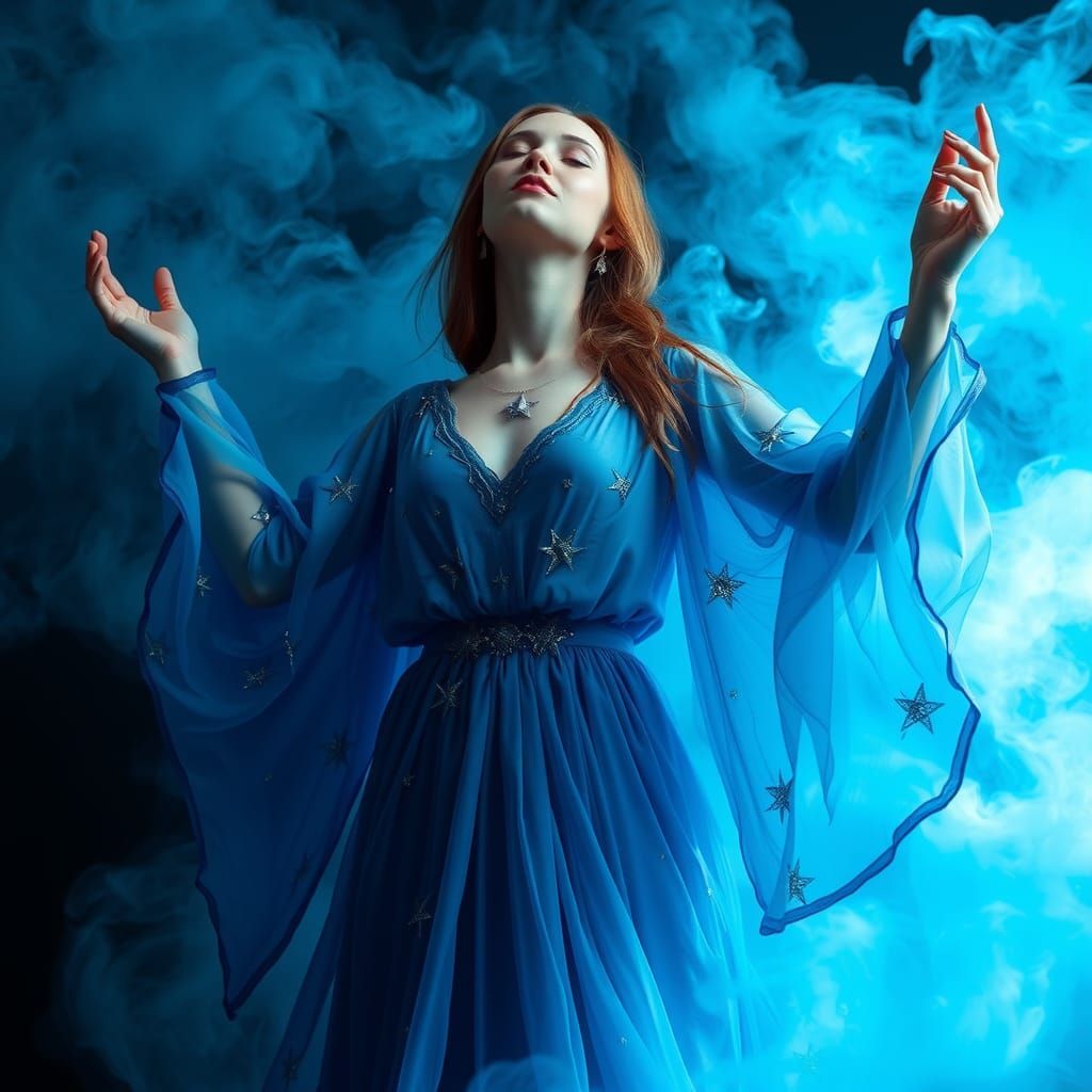 Ethereal Goddess Embraces the Heavens: Digital Art