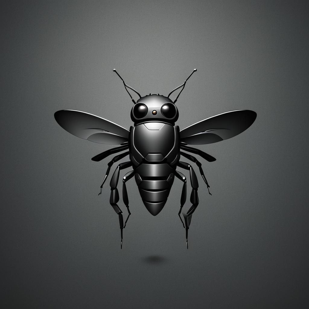 Futuristic Housefly Robot Logo in Stealth Mode