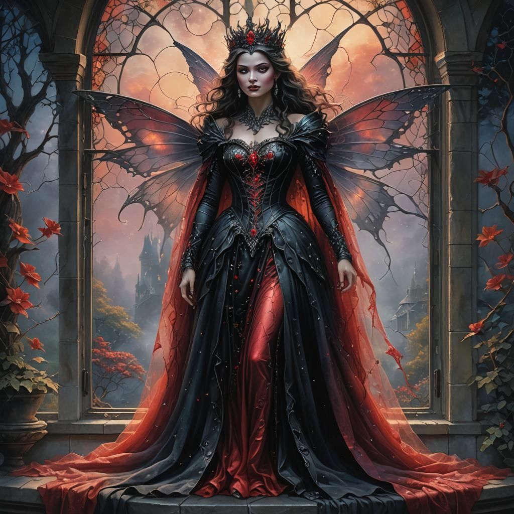 Ethereal Dark Fairy Queen by Window