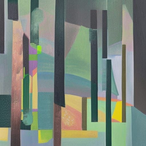 Abstract Home in Forest: Gouache, 8K Resolution