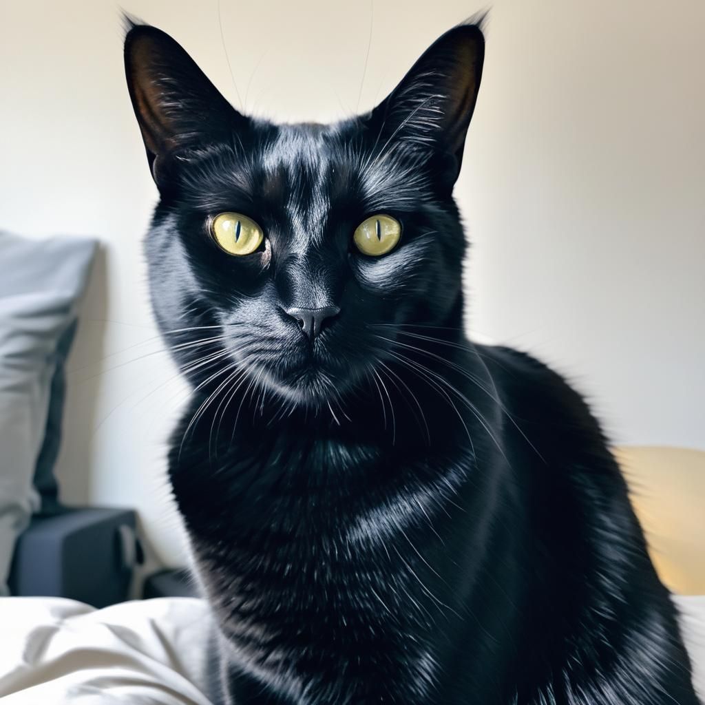 Elegant Black Cat: Guardian of Slumber