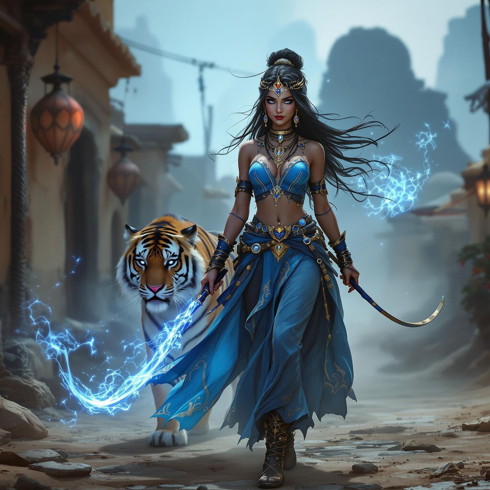 Beautiful Rogue Maiden in Eastern Fantasy Outfit