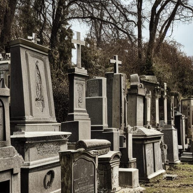 Eerie Unholy Cemetery Scene