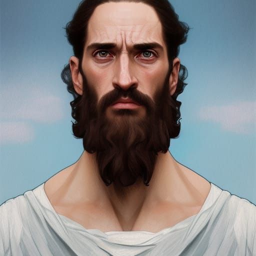Jesus Portrait in Hyperdetailed Digital Art Style