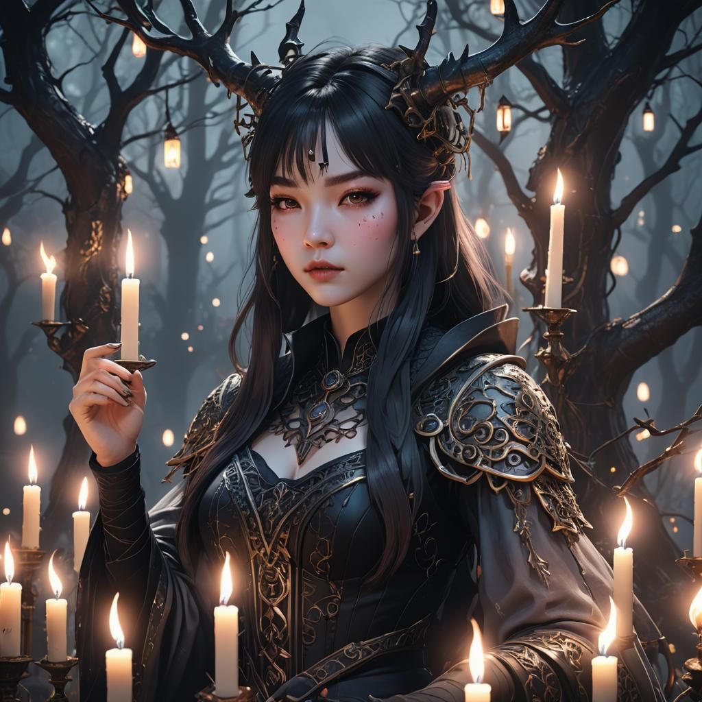 Gothic Korean Witch D.va Portrait in 3D Anime Art