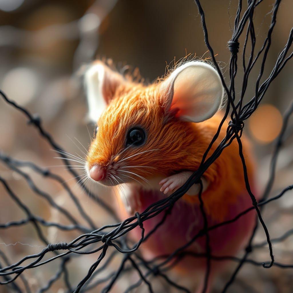 Mouse in Vibrant Woolen Web