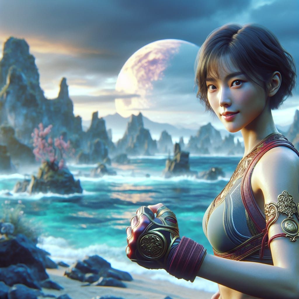 Photorealistic Korean Athlete Training Outdoors in 8k