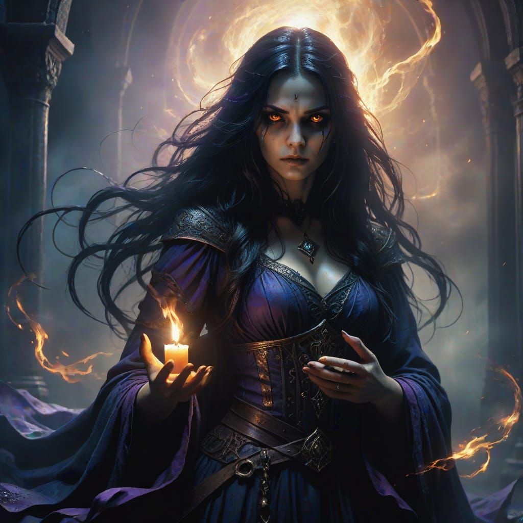 Ethereal Sorceress in Dark Fantasy Realm