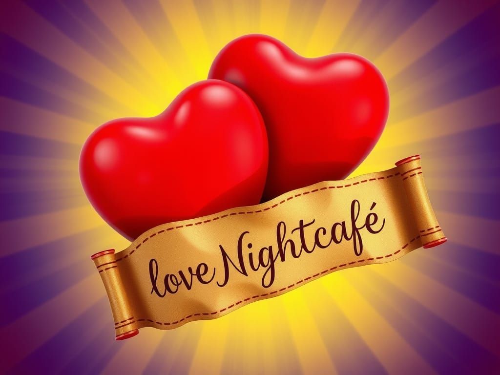 Glossy Love Hearts in Golden Scrollwork