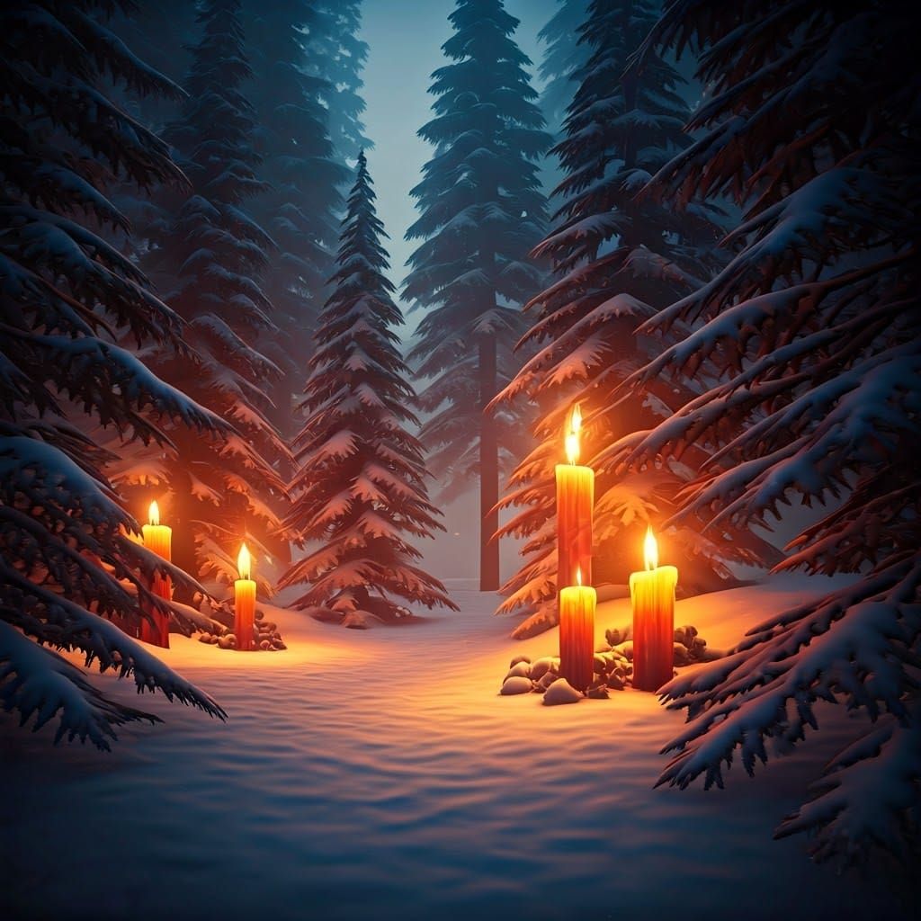 Winter Wonderland Dusk, a Magical High-Fantasy Scene