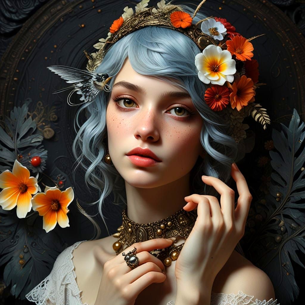 Gothic Art-Deco Princess in Tropical Paradise