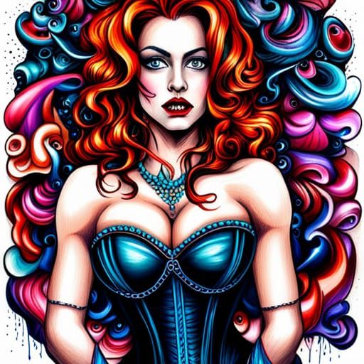 Flashy Trans Vixen in Graffiti Art Style