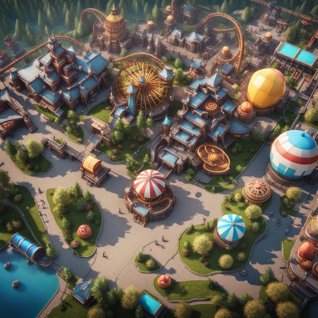 Theme Park Top View: 3D Game Cinematic