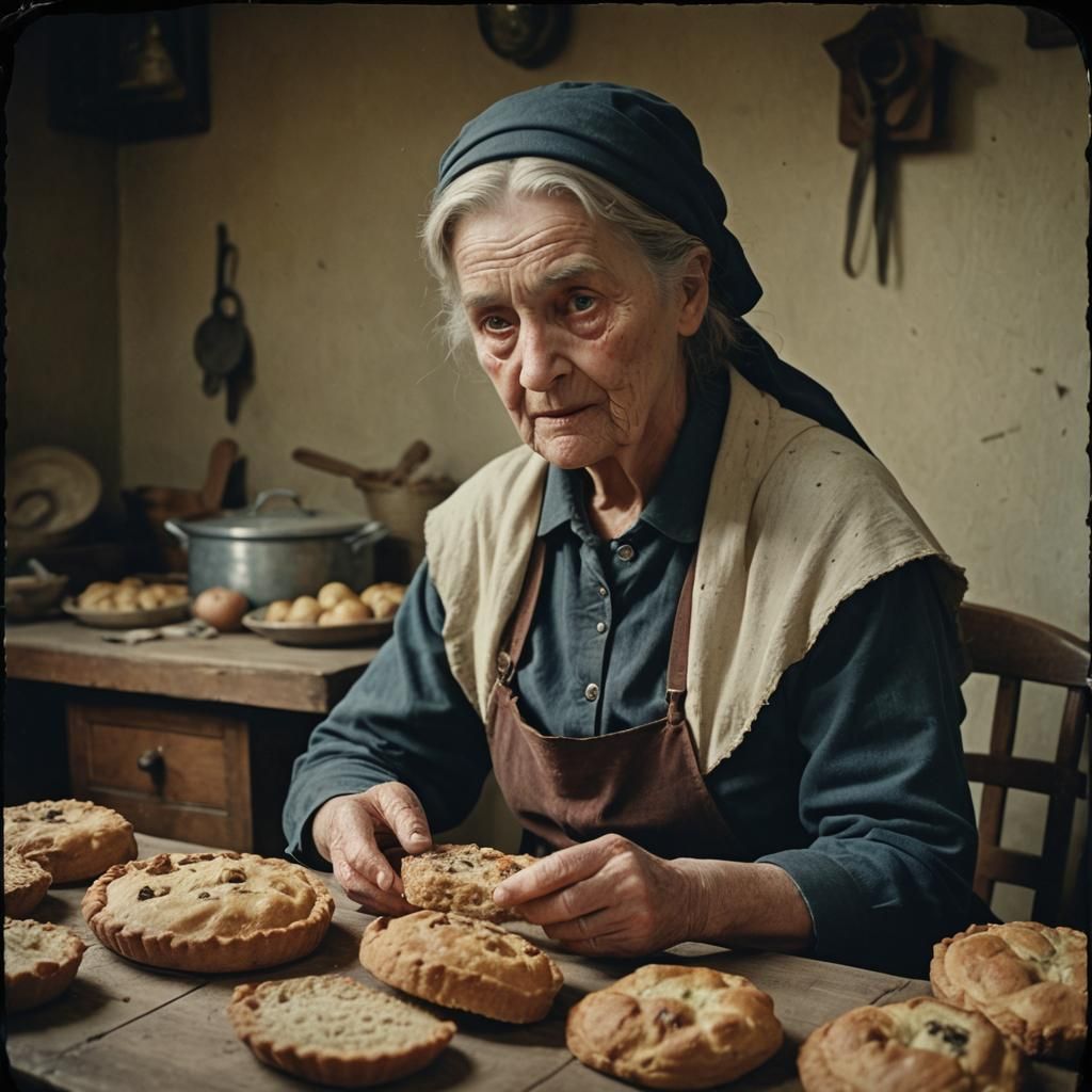 Old Woman and Young Girl: Cinematic Film Still