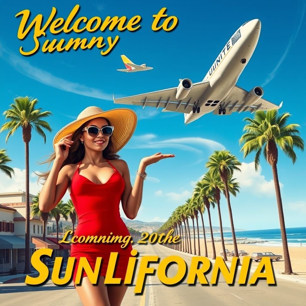 Vintage Travel Poster: Welcome to Sunny California