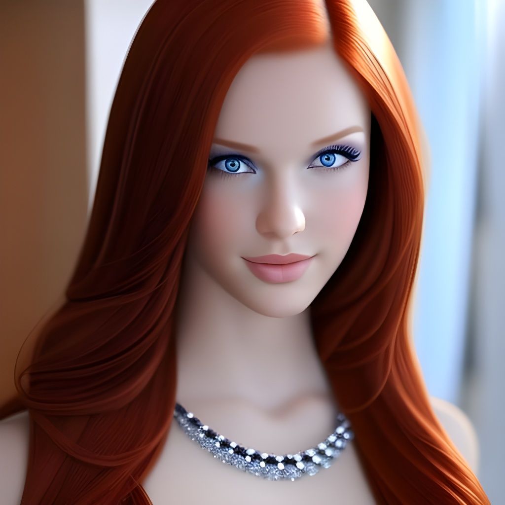 Attractive Redhead Portrait with Blue Eyes
