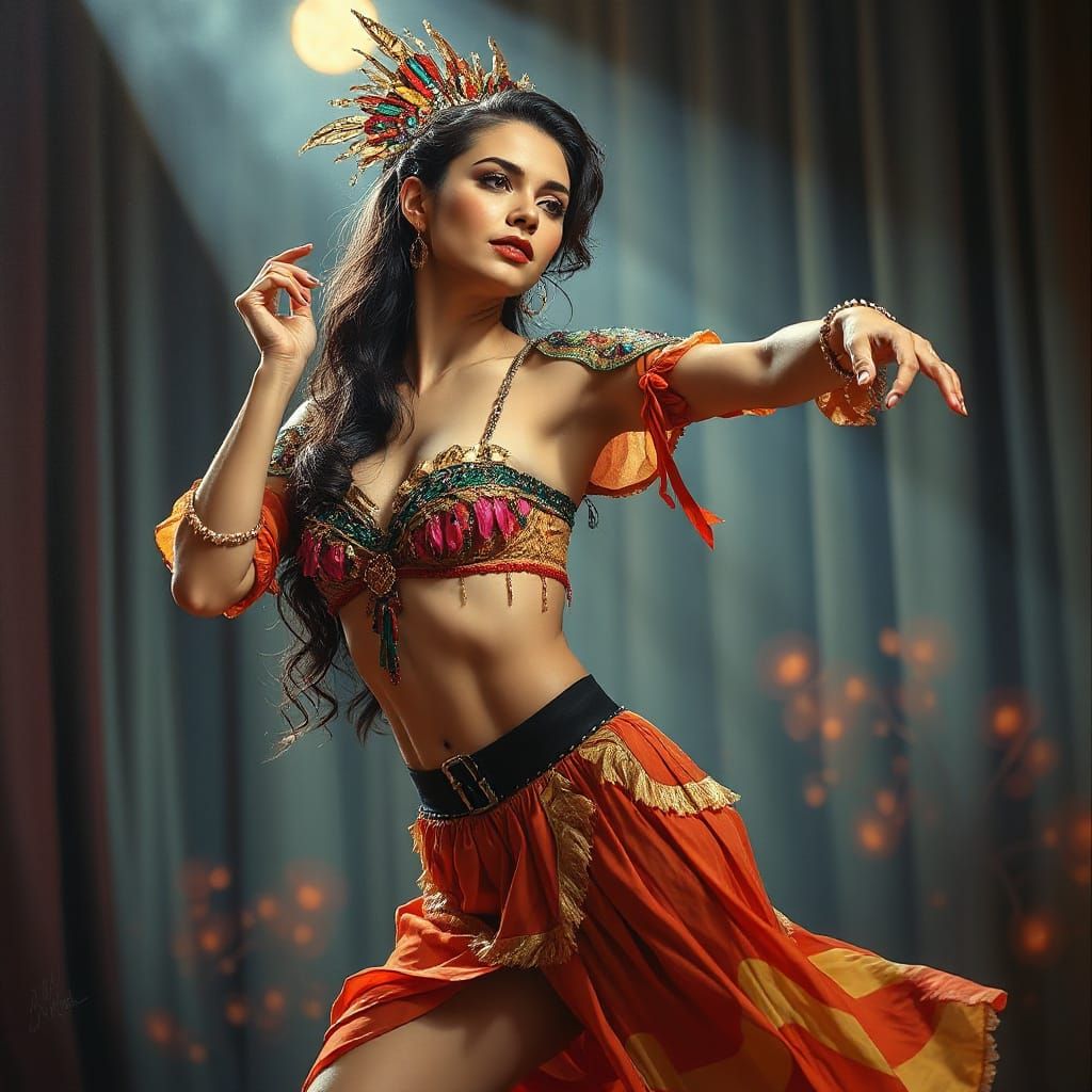 Cyberpunk Dancer in Art Deco Style