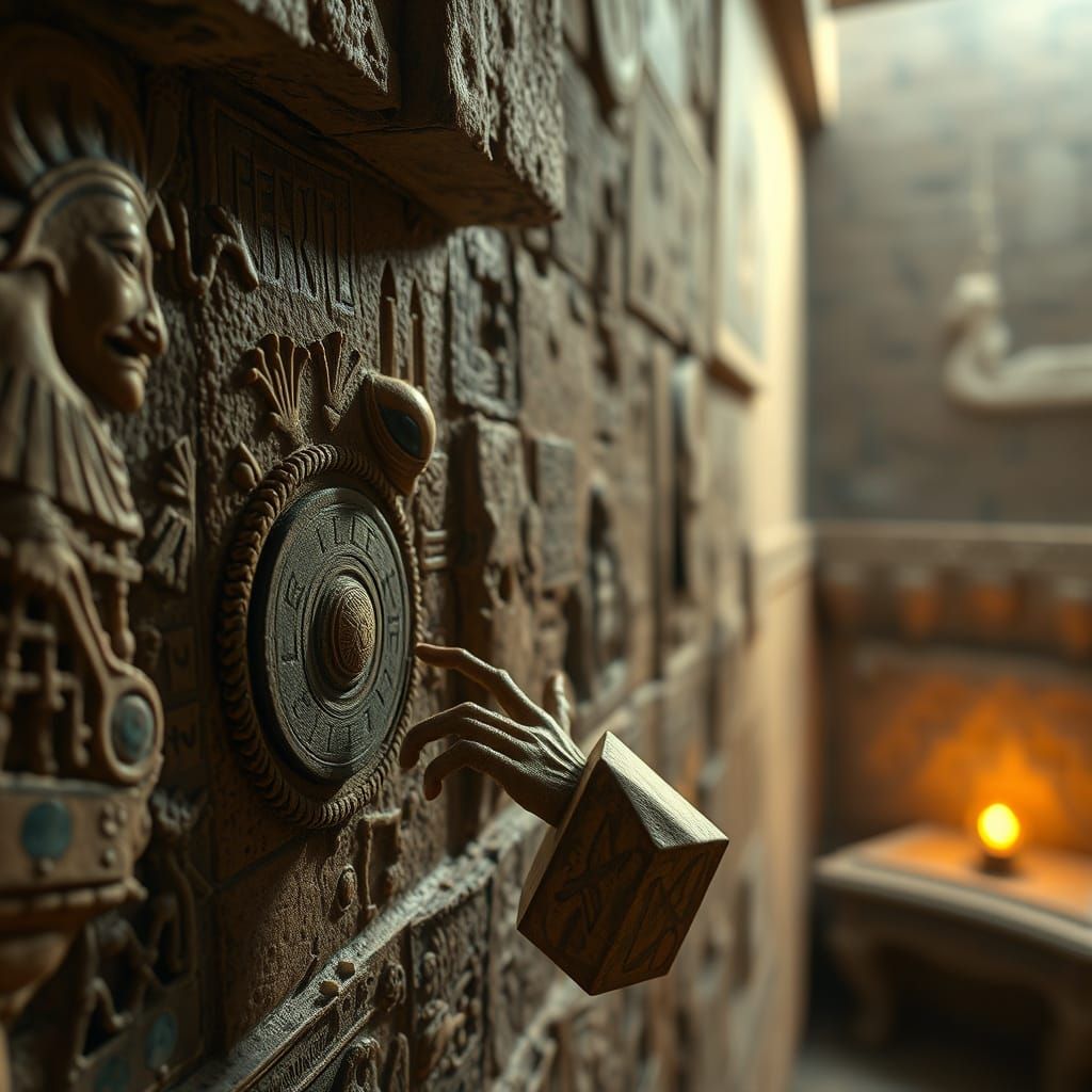 Ancient Egyptian Tomb Scene Depicted in Futuristic Style