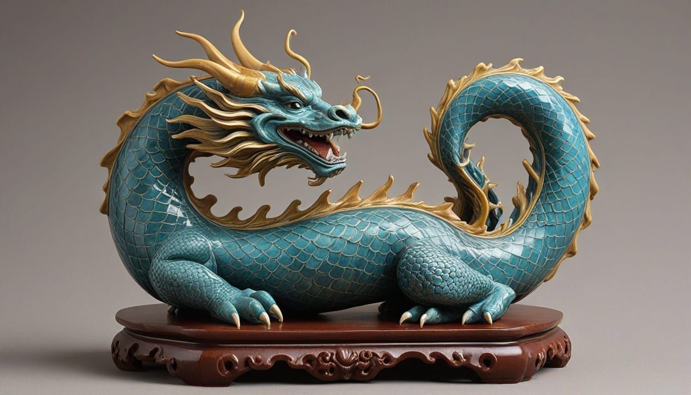 Asian-Style Porcelain Dragon in Serene Glory