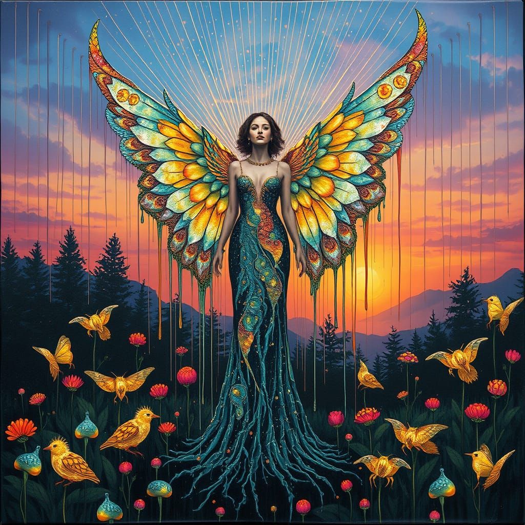 Surreal Dripping Art in Vibrant Colors and Whimsical Texture...