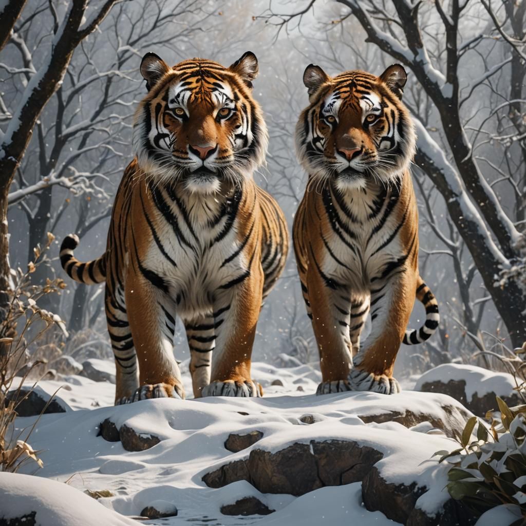 Tiger in Snowy Environment: Fantasy Concept Art