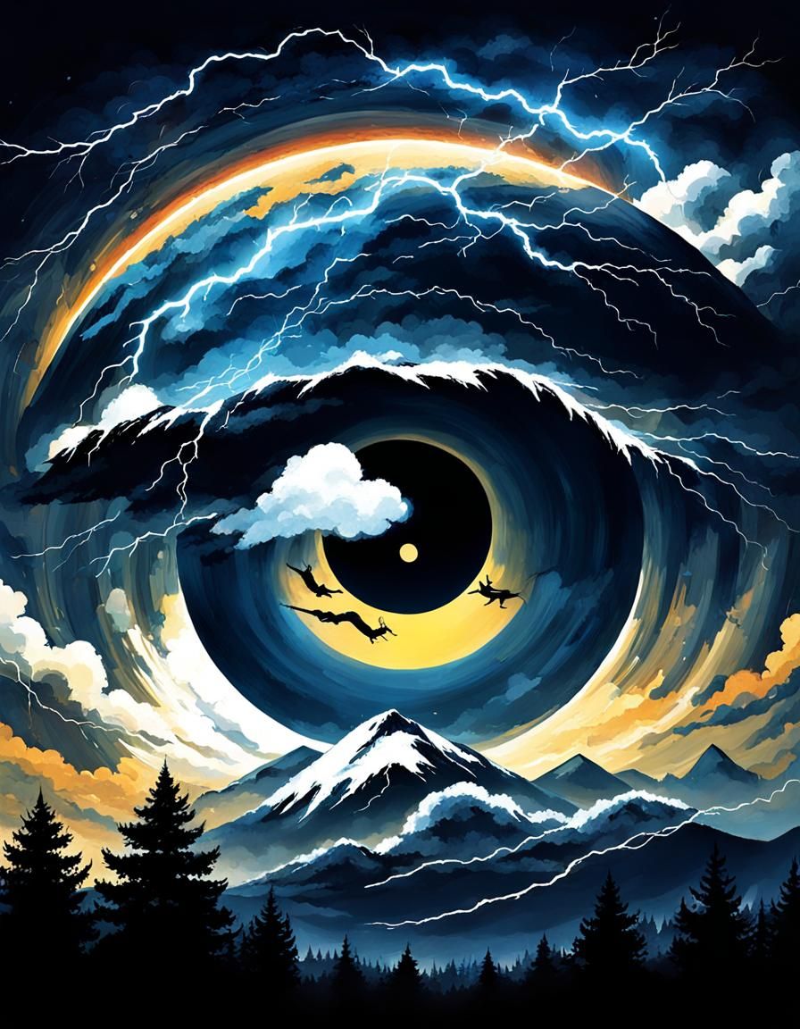 Autumn Night Thunder: A Landscape in Painterly Style