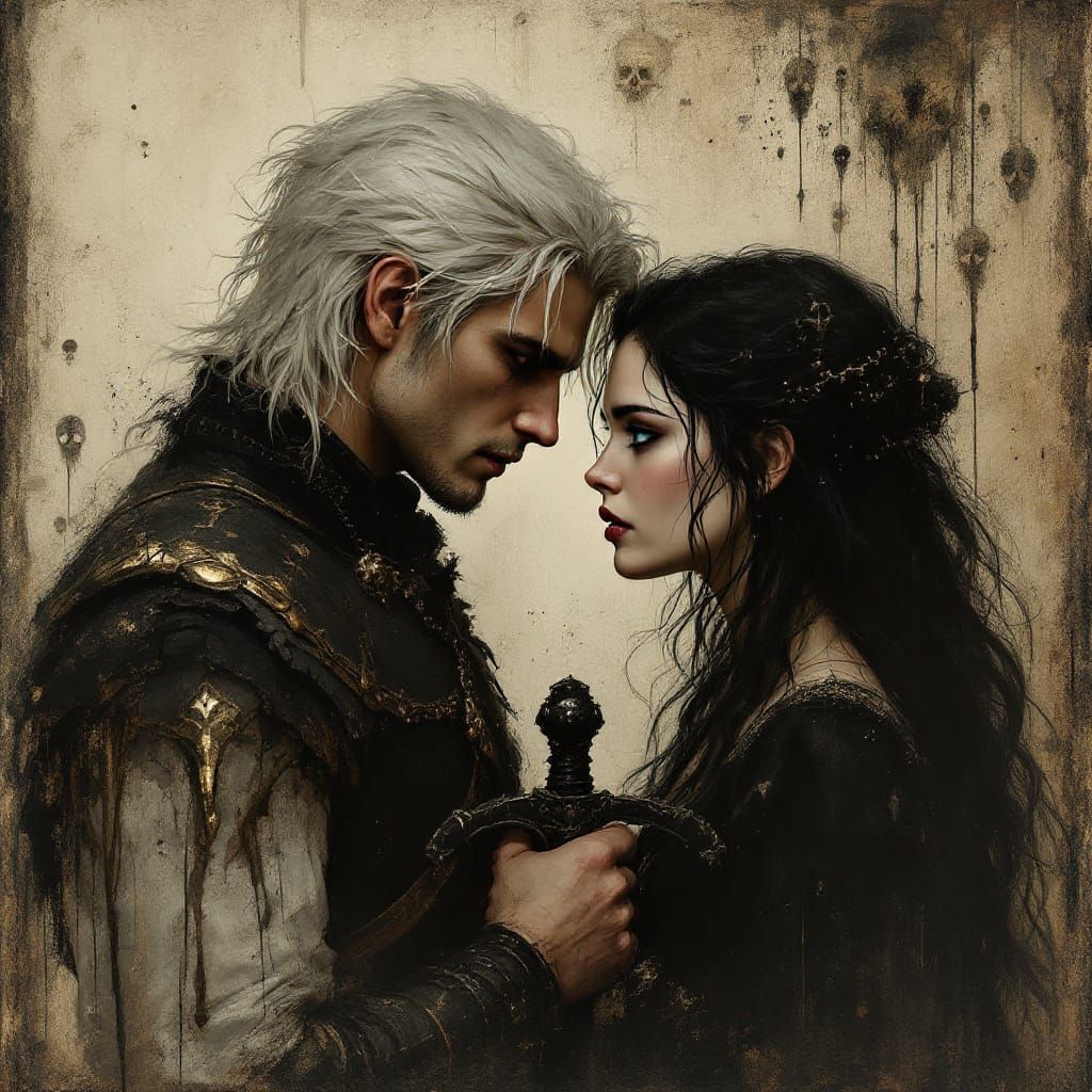 Gothic Warrior and Noblewoman Painting