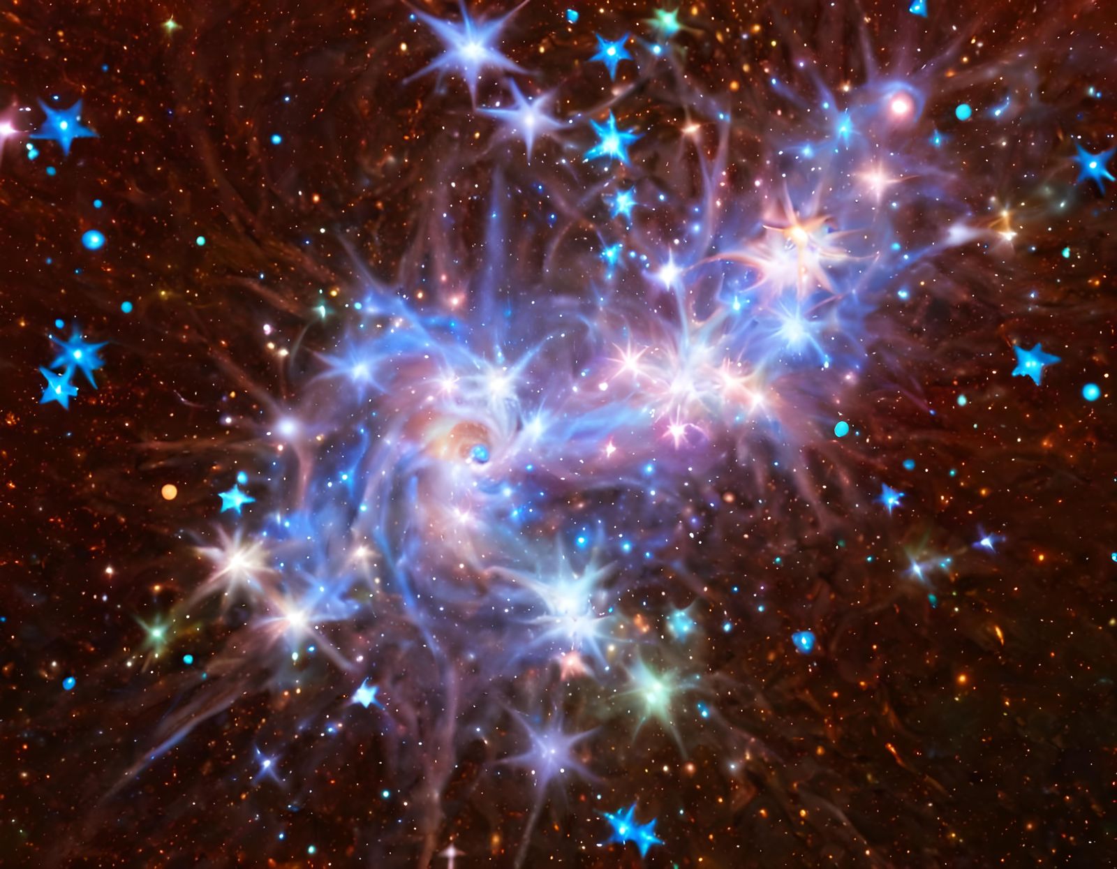 Vibrant Stars in Rainbow Cosmos, Impasto Oil Style