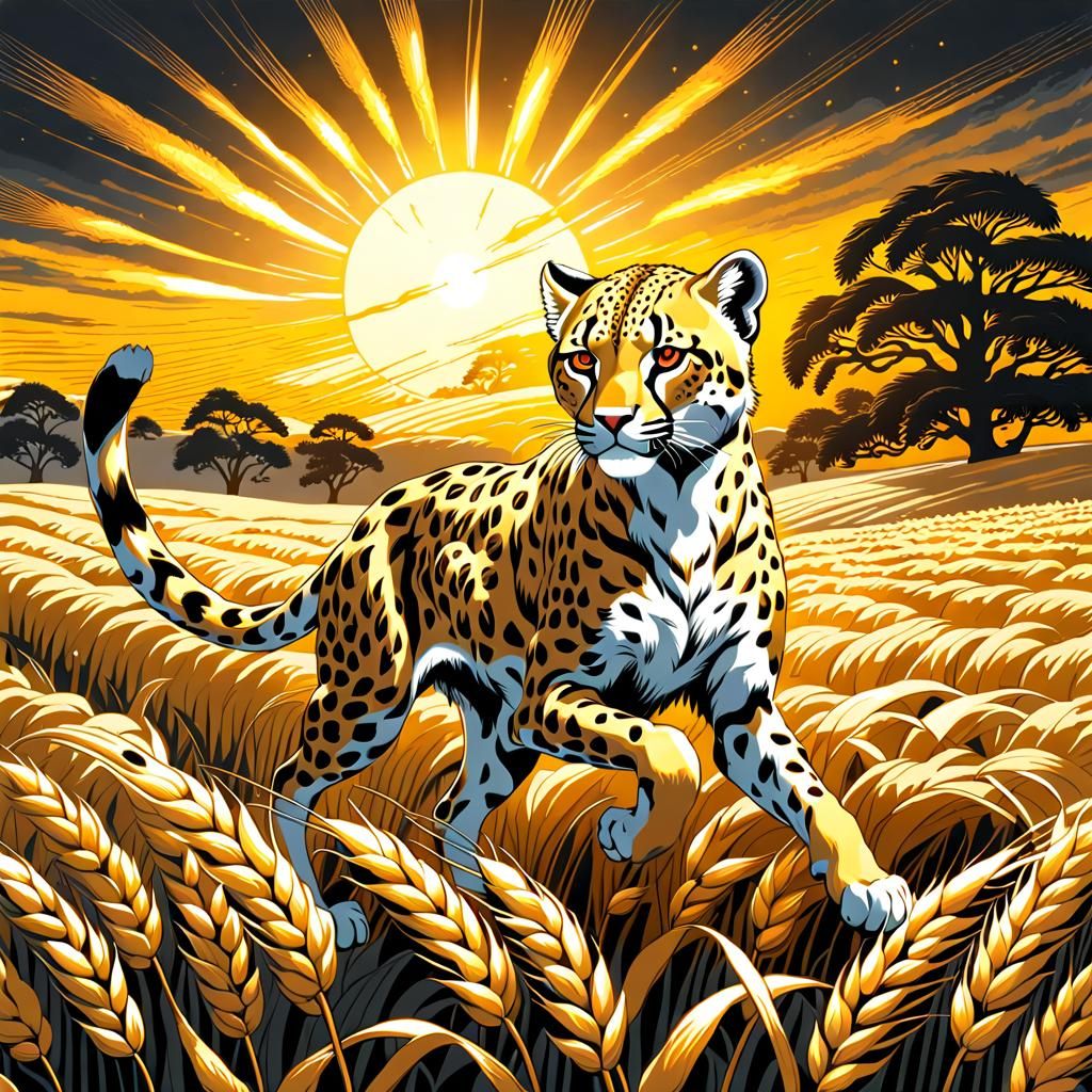 Cheetah in a Golden Wheat Field