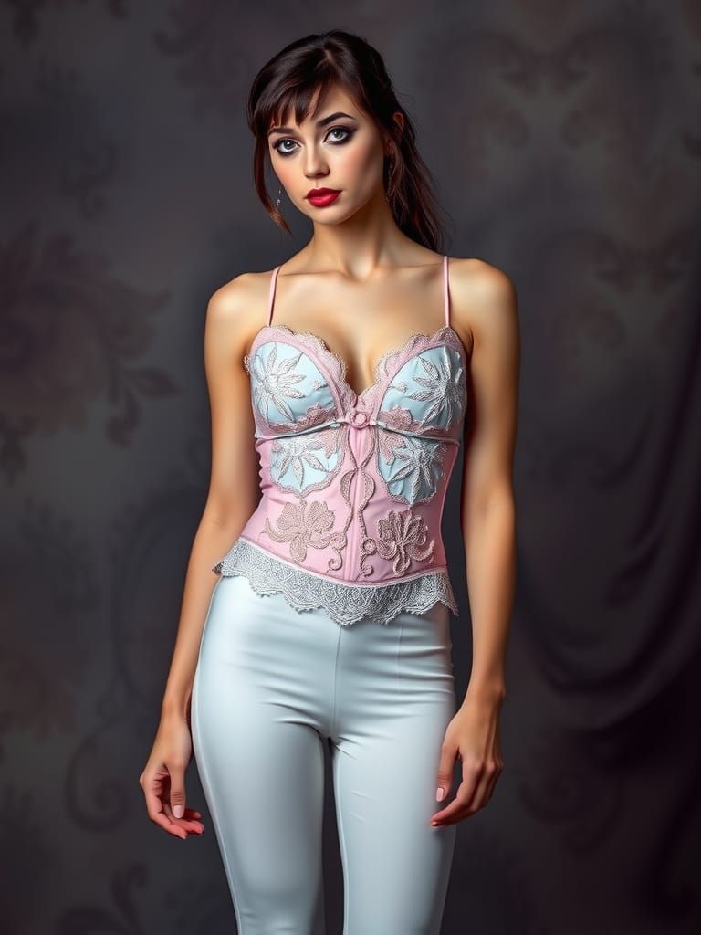 Pastel Gothic Woman in Digital Art Style