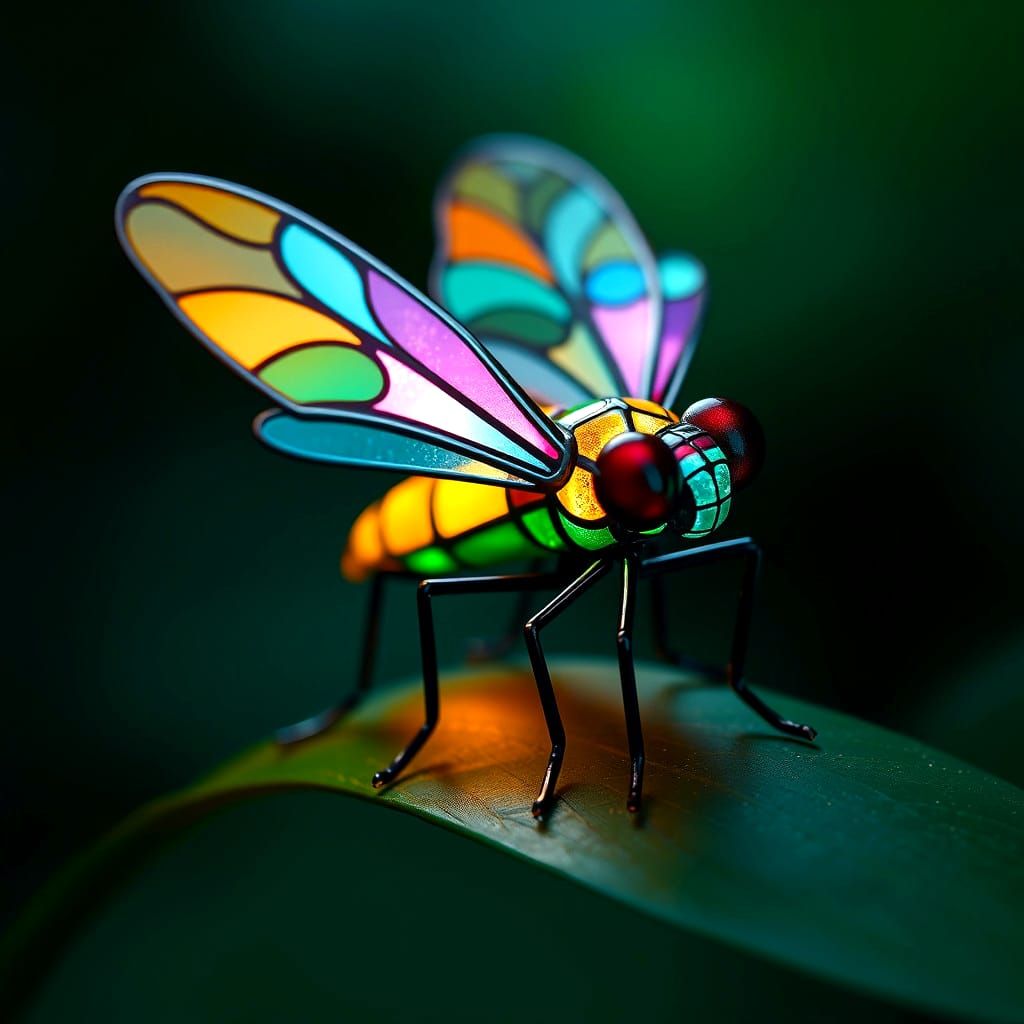 Stained Glass Firefly in Hyperrealistic 3D
