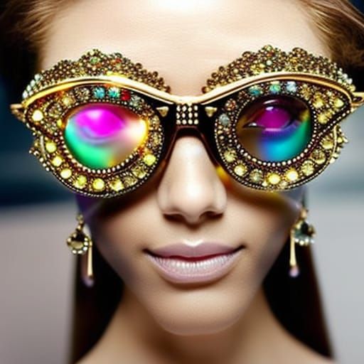 Goddess in Ornate Jeweled Eyeglasses, Digital Art