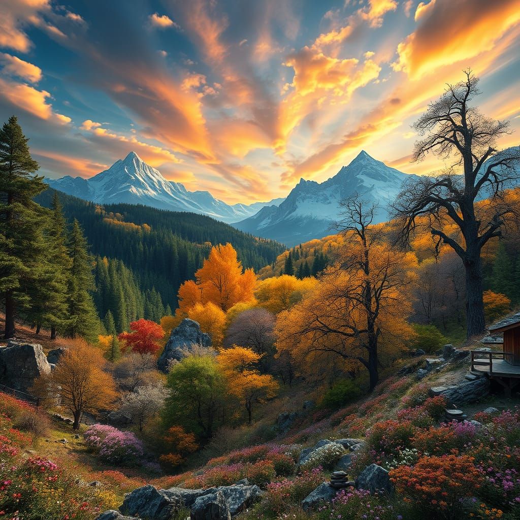 Vibrant Seasons Converge in Mesmerizing HDR Landscape