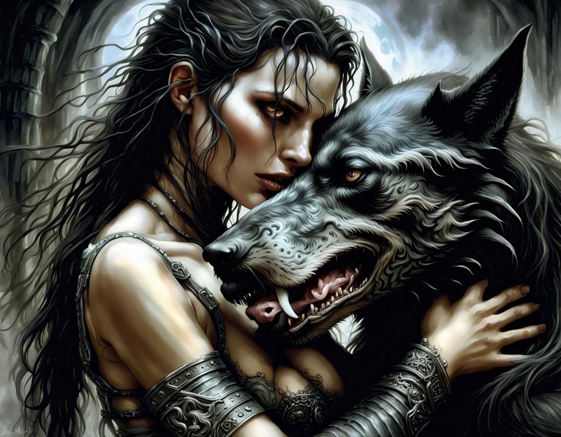 Female and hellhound