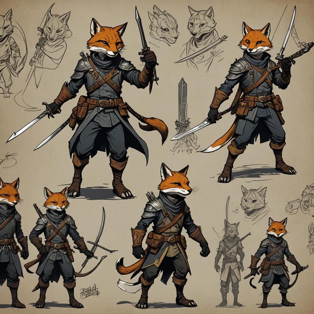 Tabaxi Ranger Character Design in Dark Fantasy Style