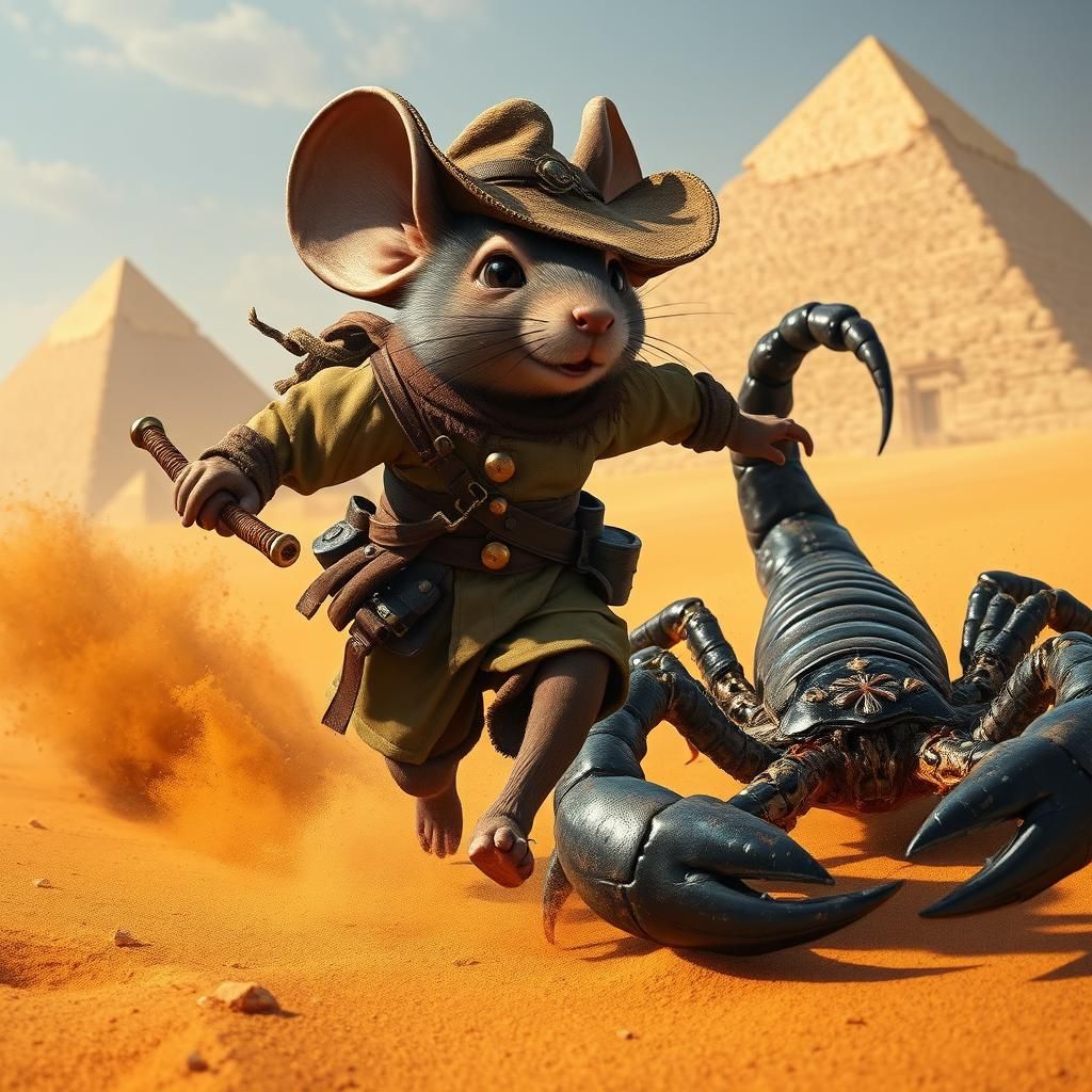 Mouse Adventurer's Desert Escape in Fantasy Art Style