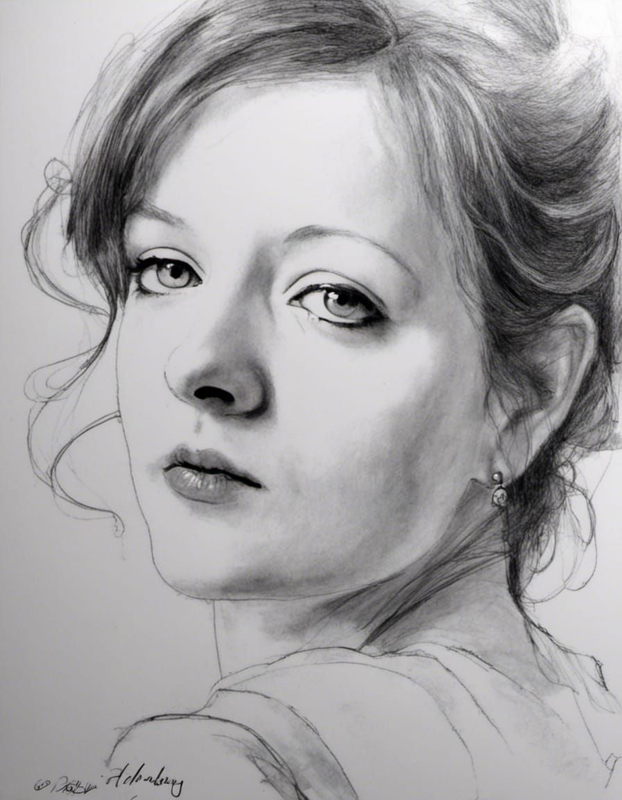 Monochrome Portrait in One-Line Drawing Style