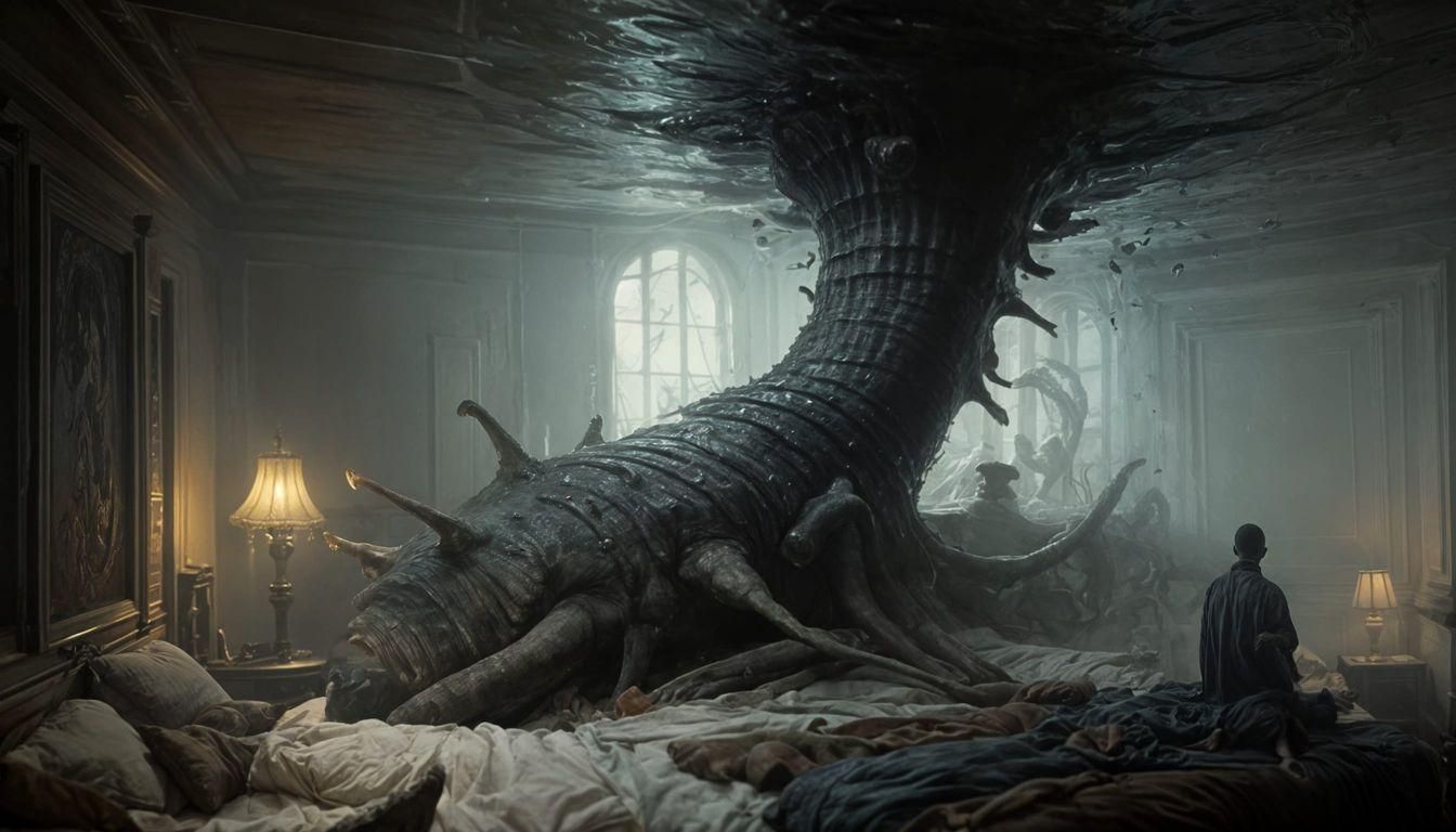 Nightmarish Bed Worm Inspired by Doré and Rutkowski