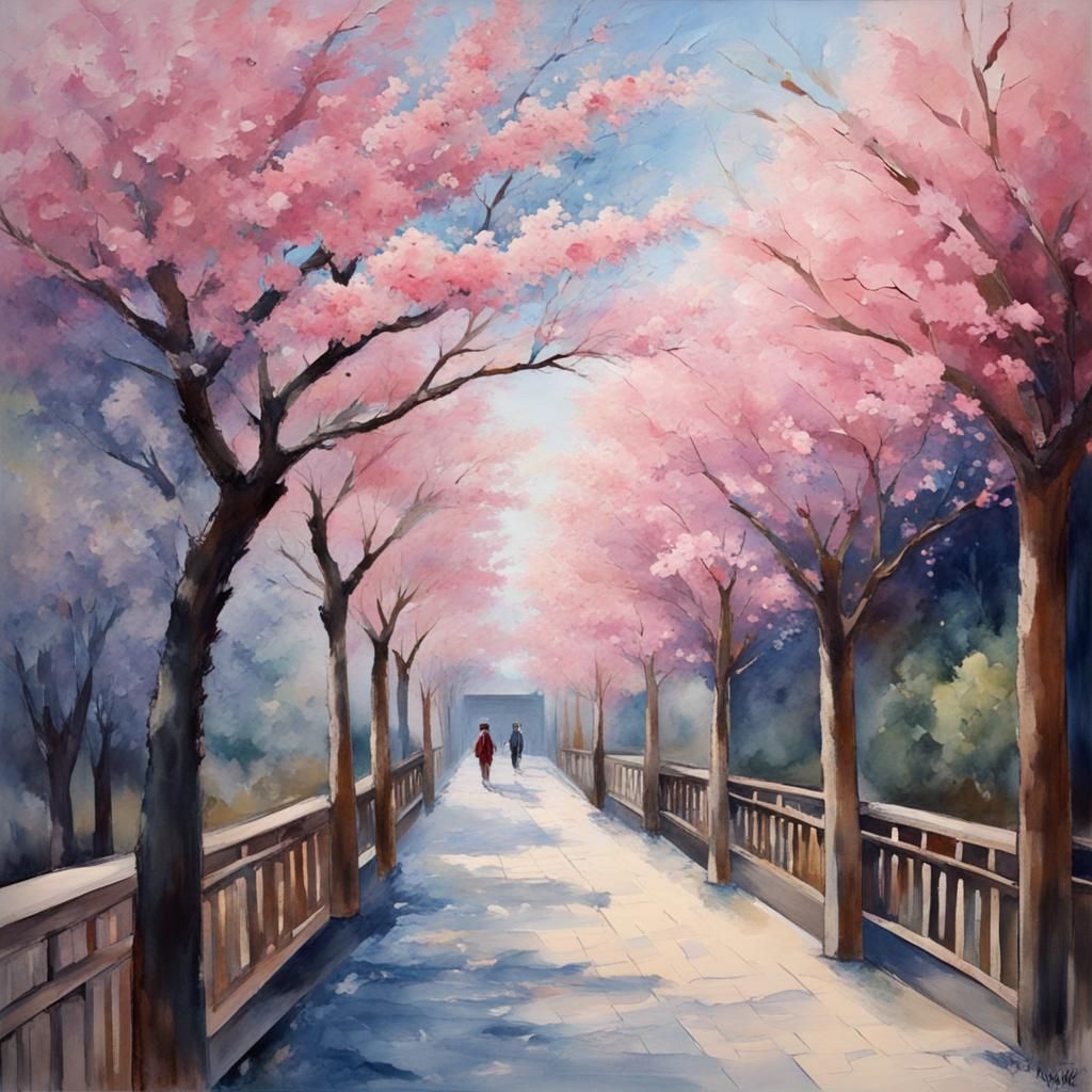 Minka House in Blossom, Watercolour by Kashin