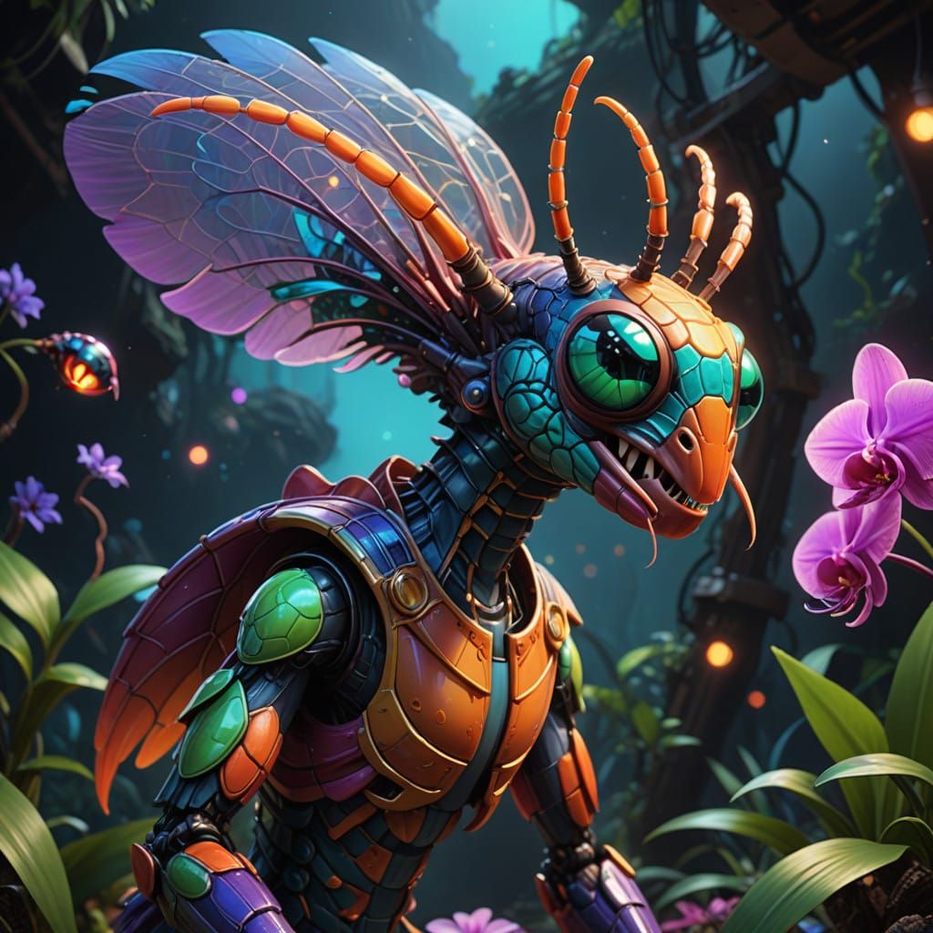 Extraterrestrial Odyssey: Iridescent Aliens on a Celestial C...