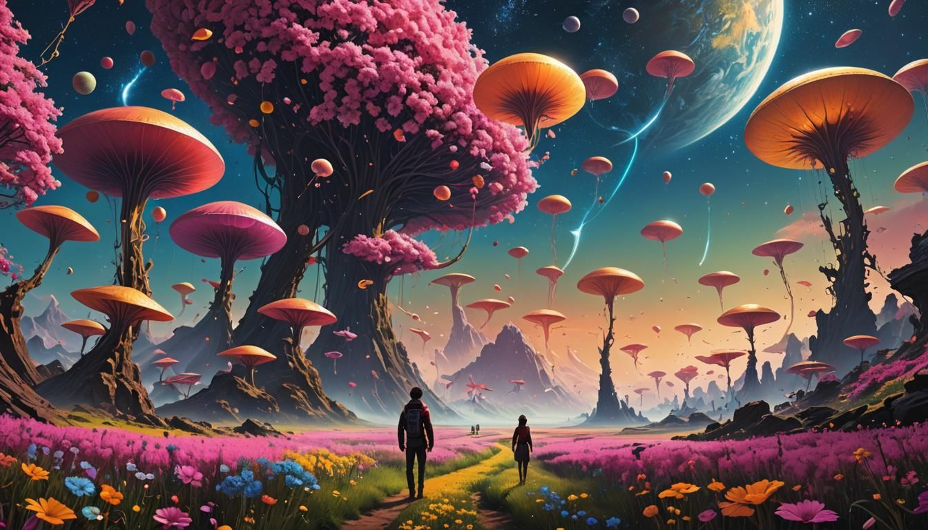 Colorful Surreal Alien Landscape Digital Art
