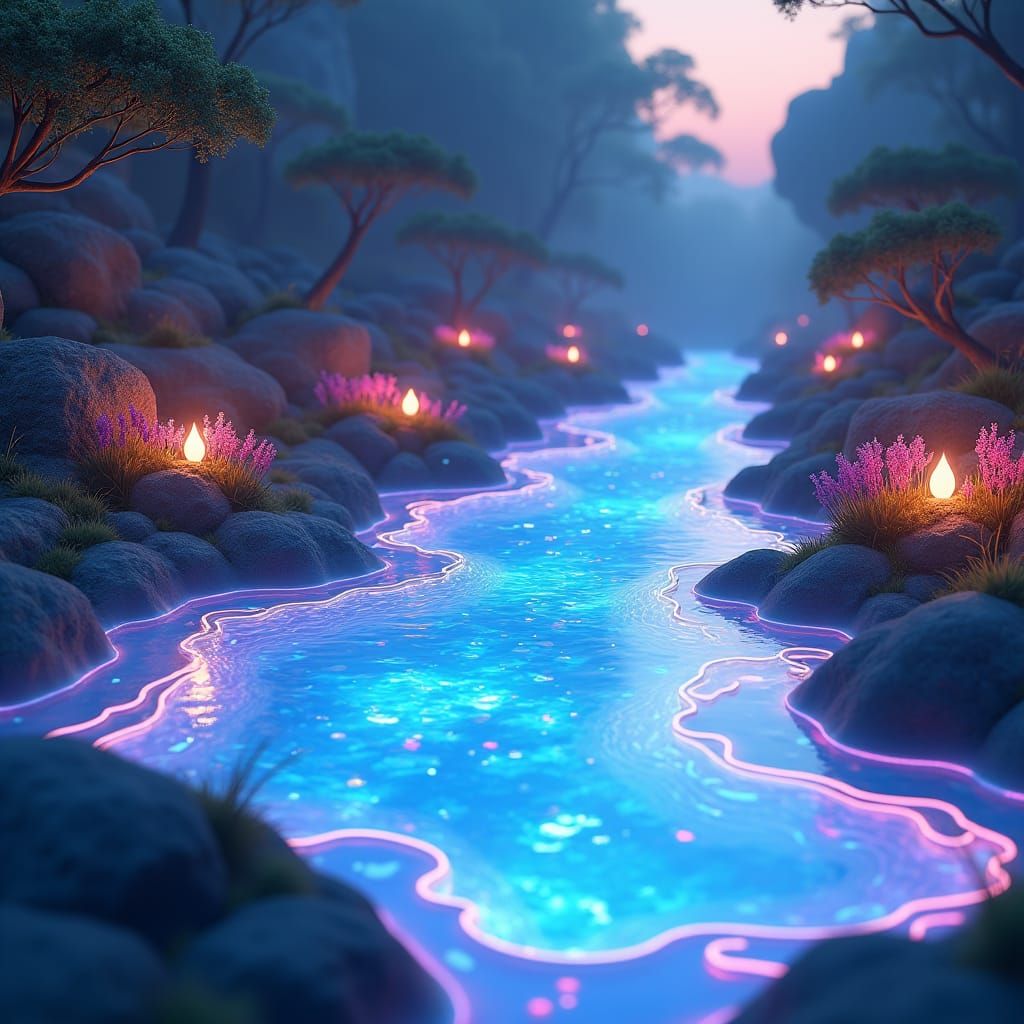 Iridescent Neon Pond: A Soul-Filling Oasis
