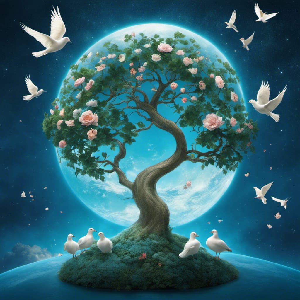 Tree of Life Inside Earth: Surrealist Art