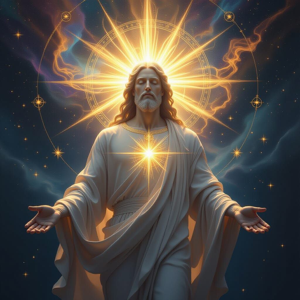 Divine Being of Light and Nebulae in Renaissance Style